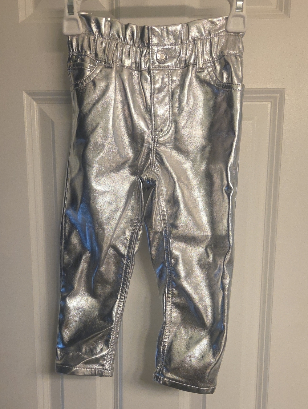 Girls' Metallic Silver Stretch Pants - Kid's Bottoms